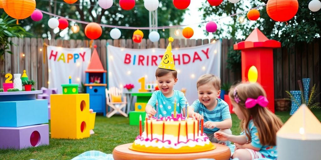 Outdoor birthday celebration for a creative three-year-old.